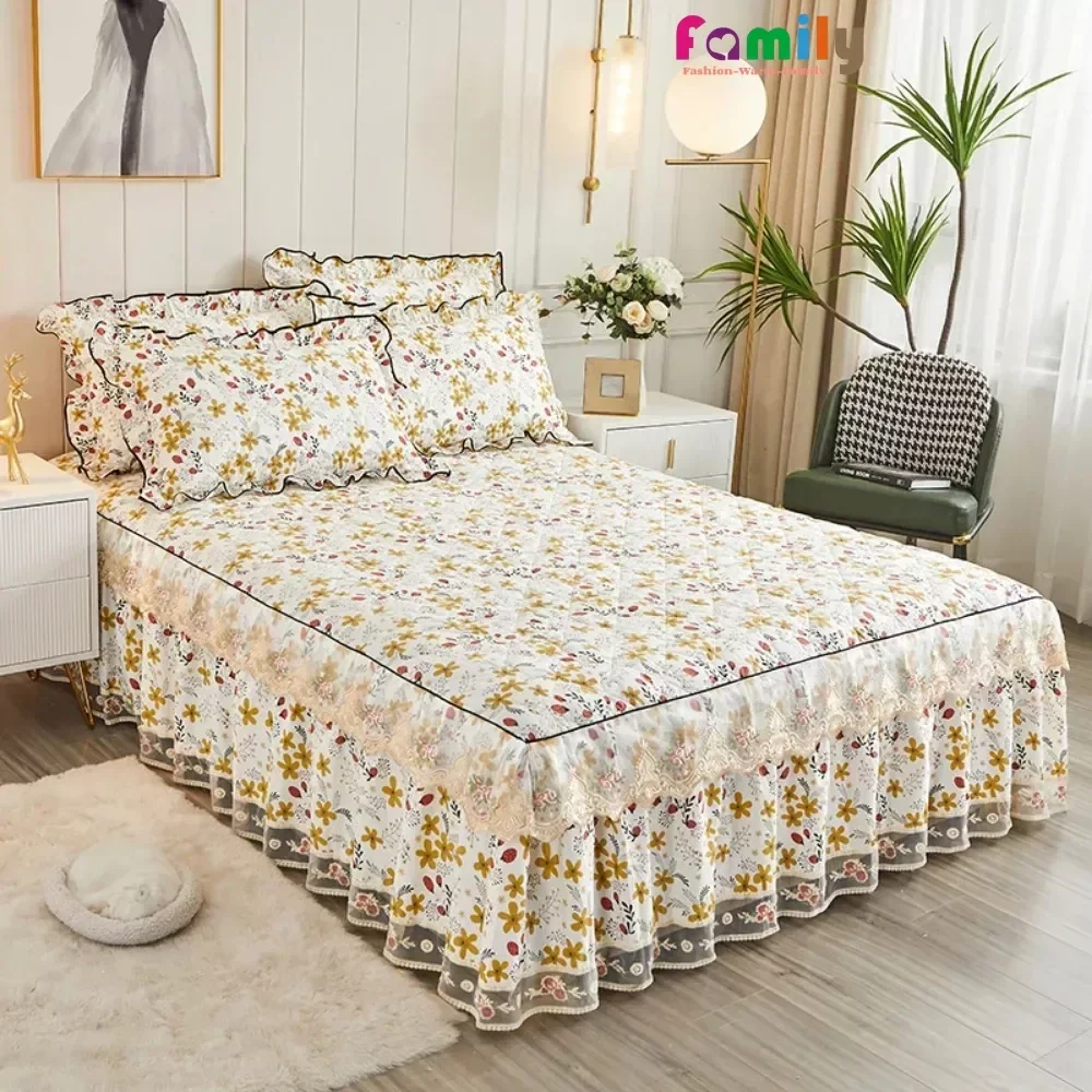 Lace Bedspread King Size 150x200CM Quilted Bed Skirt 침대커버 Thicken Mattress Cover 100% Cotton Bed Covers(Pillowcase Need Order)