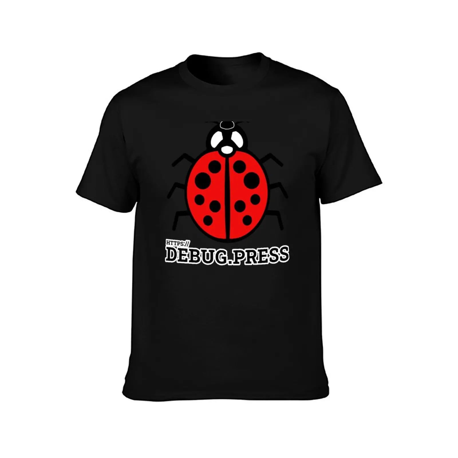 DebugPress: Black and Red Ladybug Sign with Title T-Shirt man t shirts graphic T-Shirt