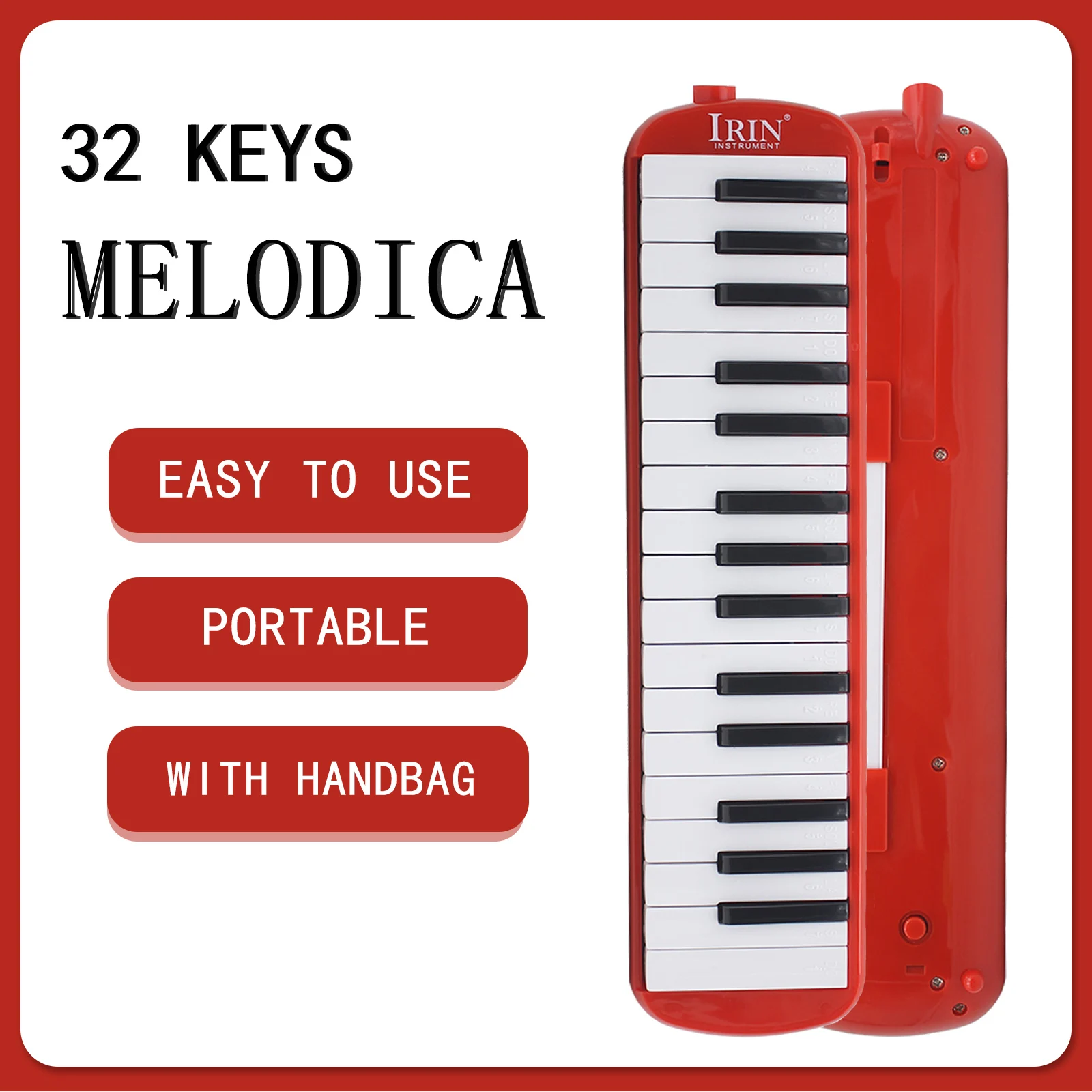 IRIN 32 Key Melodica Portable Tone Piano Mouth Organ Harmonica Pianica Red Melodica Keyboard Musical Instrument With Handbag