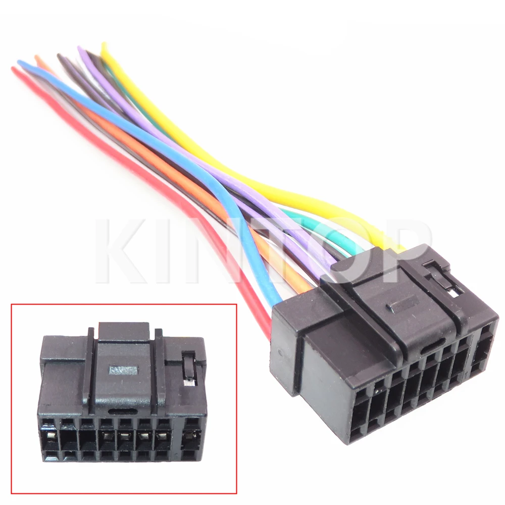 16 Pins AC Assembly Car Audio Wiring Harness Adapter Plug Auto Stereo Connector for Alpine JVC Radio CD DVD