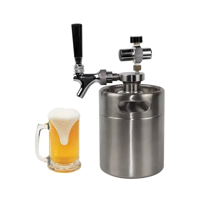 Portable 2L Mini Stainless Steel Wine Barrel Coffee Barrel Keg Beer Dispenser