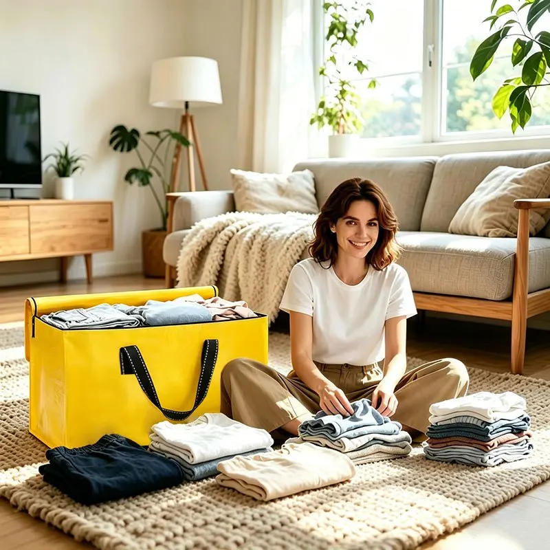 Large Capacity Foldable Storage Heavy Duty Reinforced Handle Clothes Quilt Bedding Travel Moving Closet Under Bed Home Organizer