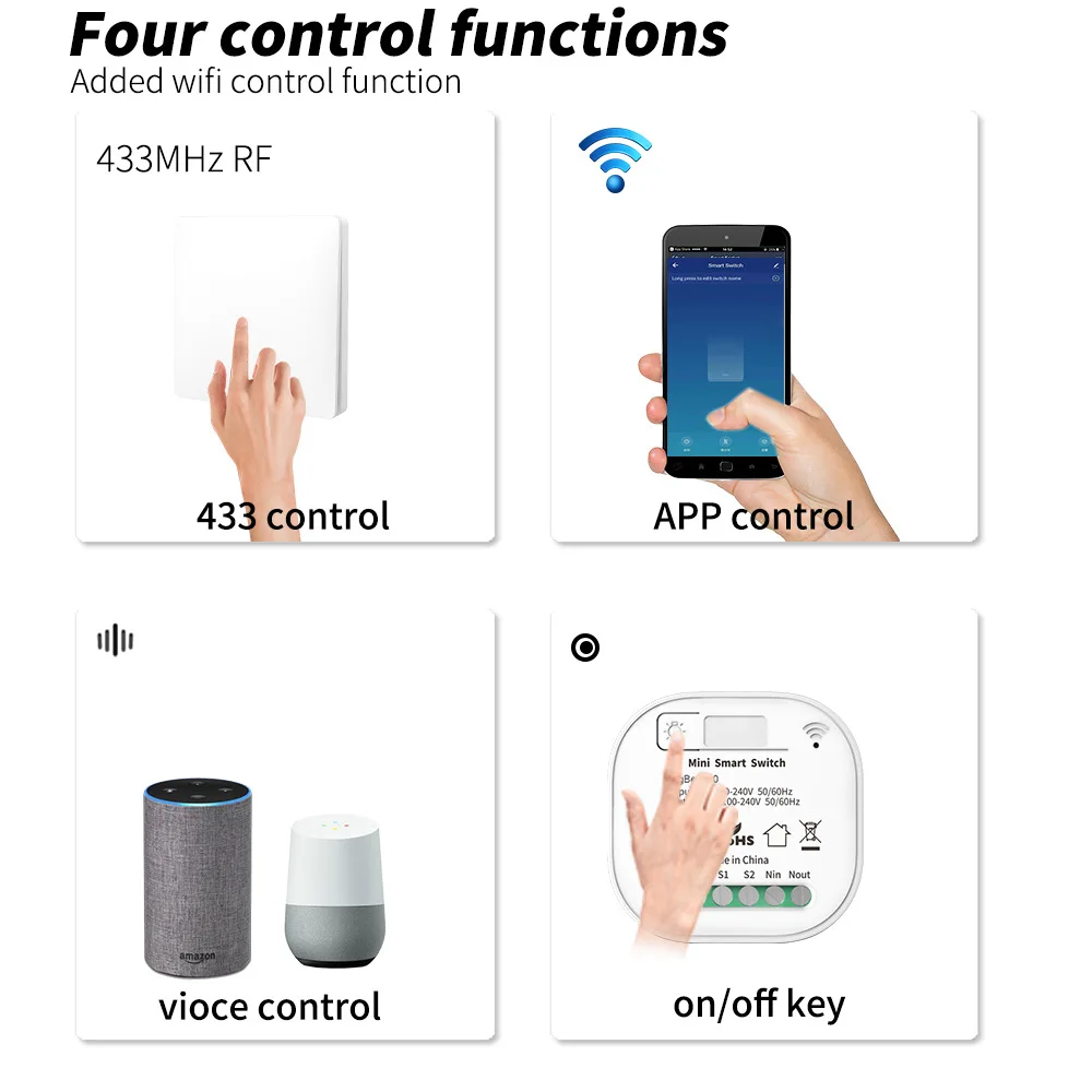 Tuya WiFi Smart Switch 16A Wireless 433MHz Self Powered No Battery Needed Wall Switches Voice APP Control With Alexa Google Home