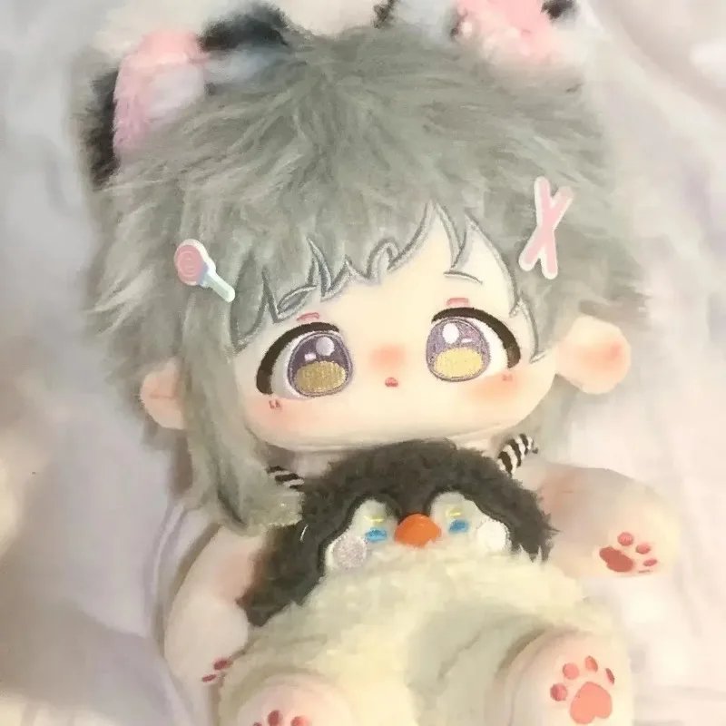 20cm Anime Bungo Stray Dogs Cotton Stuffed Dress-up Dolls Cute Nakajima Atsushi Jinko/Man-Tiger Plush Puppet Toys for Teens Gift