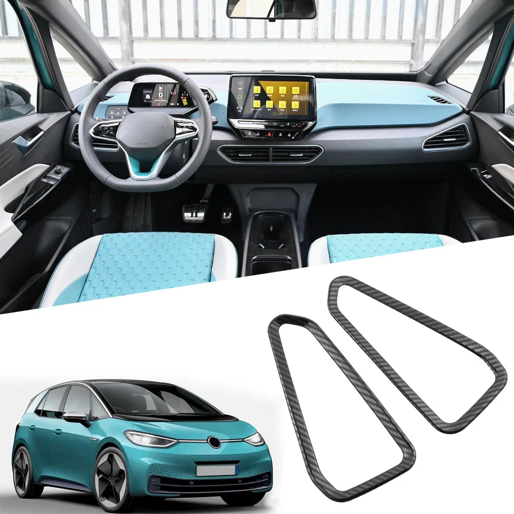 LHD Auto Innen Vorne Big Air Vent Abdeckung Aufkleber Trim Immitaion Carbon Faser 1 Paar für Volkswagen VW ID3 ID.3 2020-2025 Auto Acc.