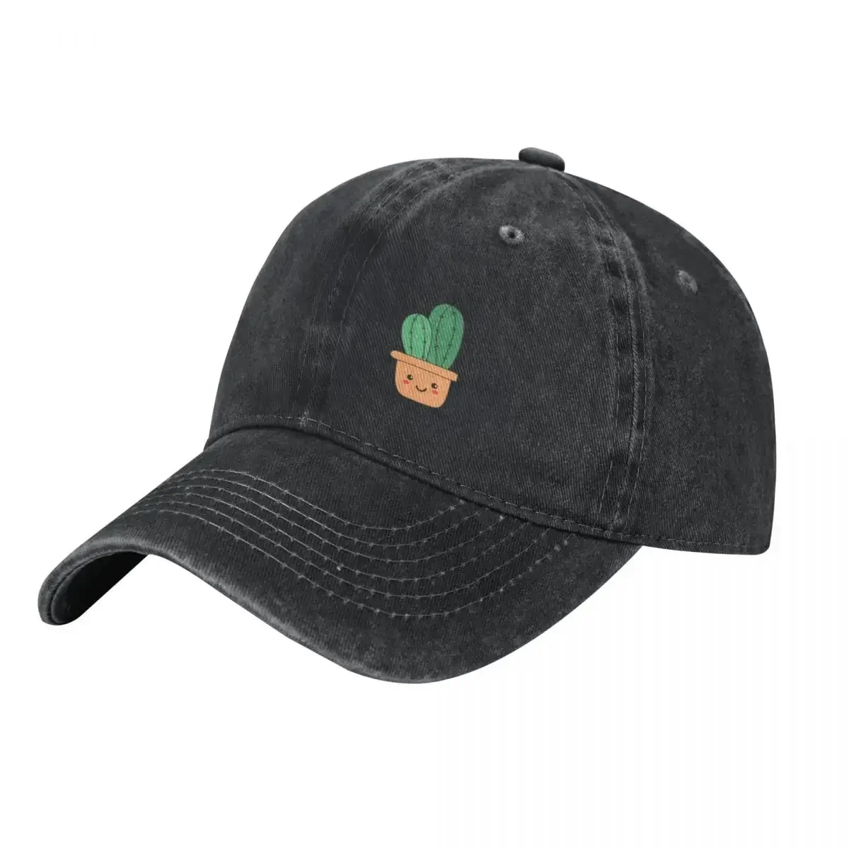 Adorable & cute smiling cactus Baseball Cap black Military Cap Man Hats Woman Men's