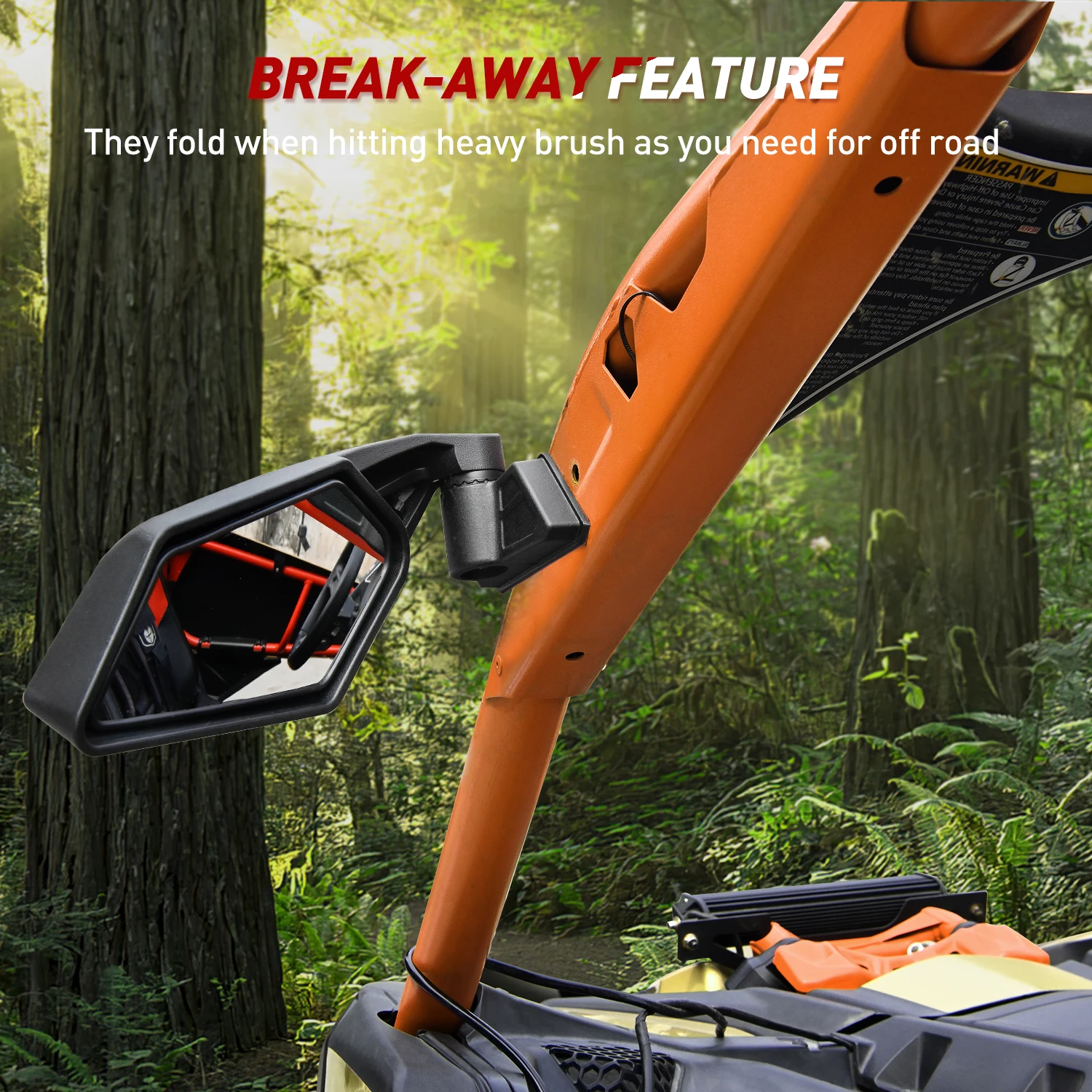 Frokom X3 Side Mirrors - 2017 2018 2019 2020 2021 2022 2023 Can Am Maverick X3 Max X RS/DS/MR/Turbo/R/RR, Adjustable & Break Away Design - view 6