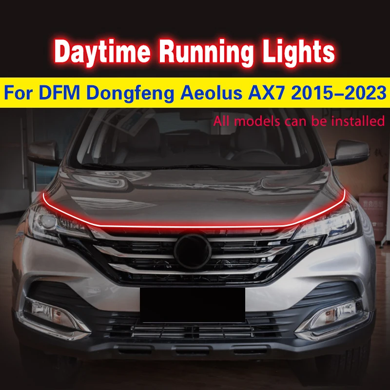 

Car LED Hood Light Daytime Running Light Strips Universal Flexible 12V DRL Atmosphere Lamp For DFM Dongfeng Aeolus AX7 2015-2023