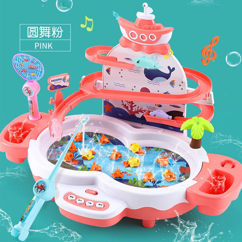 

Children Fishing Toy Set Music Lighting Magnetic Electric Circulation Fishing Duck Fishing Platform Play Water Play Puzzle Toys