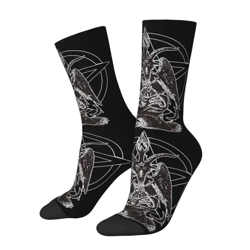 Funny Baphomet Socks Men Women Warm 3D Printed Hail Satan Demon Pentagram Football Sports Socks