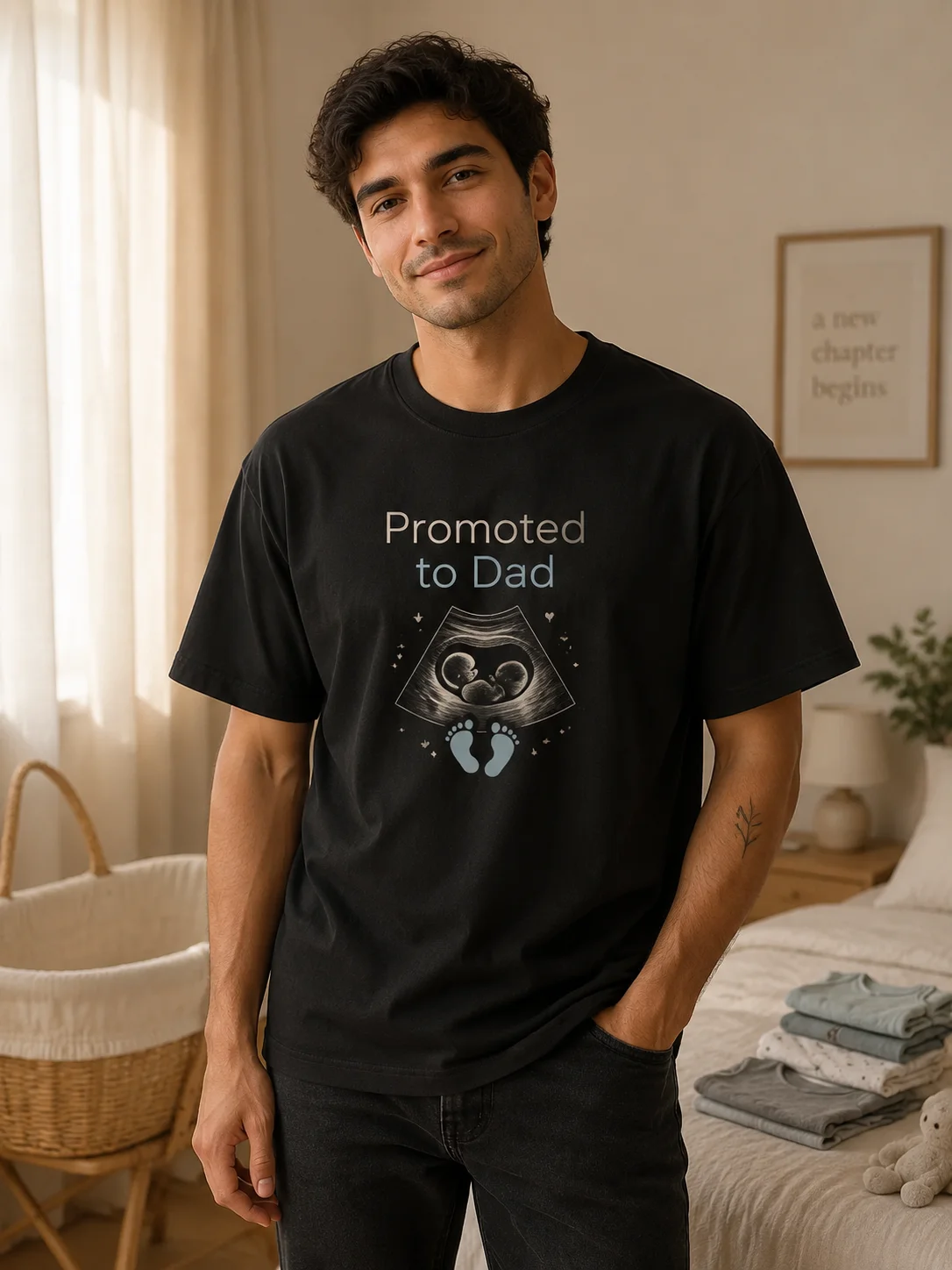 

Men Graphic T-Shirt Short Sleeve Classic Fit 50% Cotton 50% Polyester Fabric Promoted to Dad Graphic Print Summer Casual for