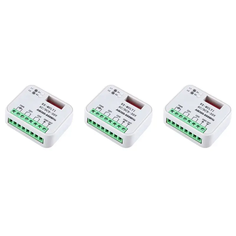 

【НОВИНКА】3X универсальный пульт дистанционного управления для гаражных ворот RX, многочастотный 300-868 МГц, переключатель открывания, 9-30 В, реле RX, 2 канала, релейный модуль