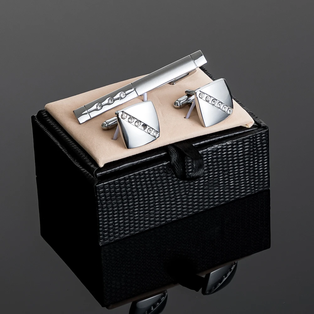 Fashion Mens Diamond Silver Cu - Cufflinks Silver Set 评论和价格