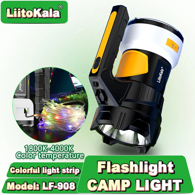 

LiitoKala LF-908 Camping Light, 15m RGB LED String, 20H Runtime, 1800K-4000K Color Temp, IPX4 Waterproof, Type-C