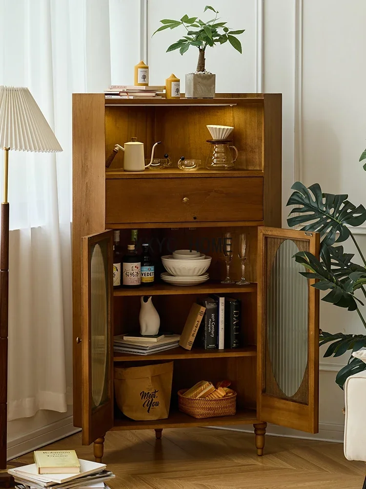 無垢材コーナーキャビネットホームリビングルームロッカーダイニングルームサイドボードキャビネットコーナー収納キャビネット