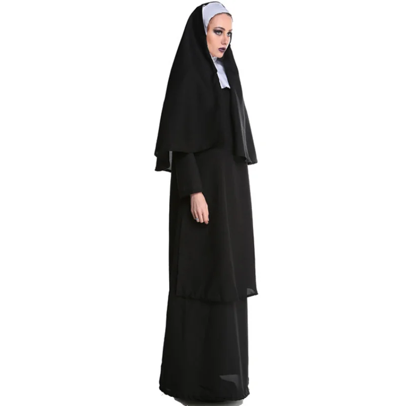 Halloween Nun Costume Adult Female Carnival Masquerade Dance Role Play Stage Costume Halloween Performance Costume