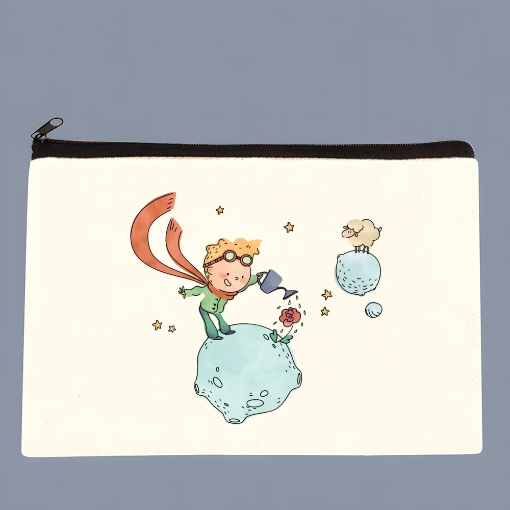 Bolsa para llaves de cuento de hadas, Animal de zorro de dibujos animados del Principito, bolsa de almacenamiento con cremallera con estampado clásico, impresión personalizada