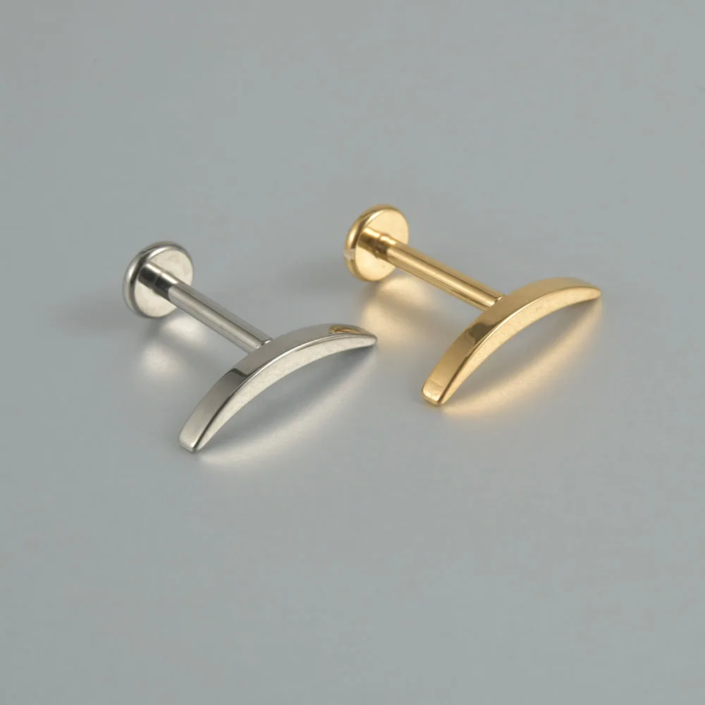 G23 Solid Titanium CZ Flower Moon Cartilage Earring