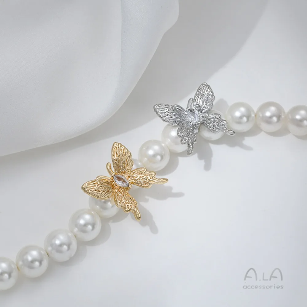 النحاس حبة 14K الذهب اللون الزركونيوم فراشة حبة فاصل اليدوية DIY بها بنفسك اللؤلؤ سوار قلادة مجوهرات الاحتفاظ اكسسوارات #3