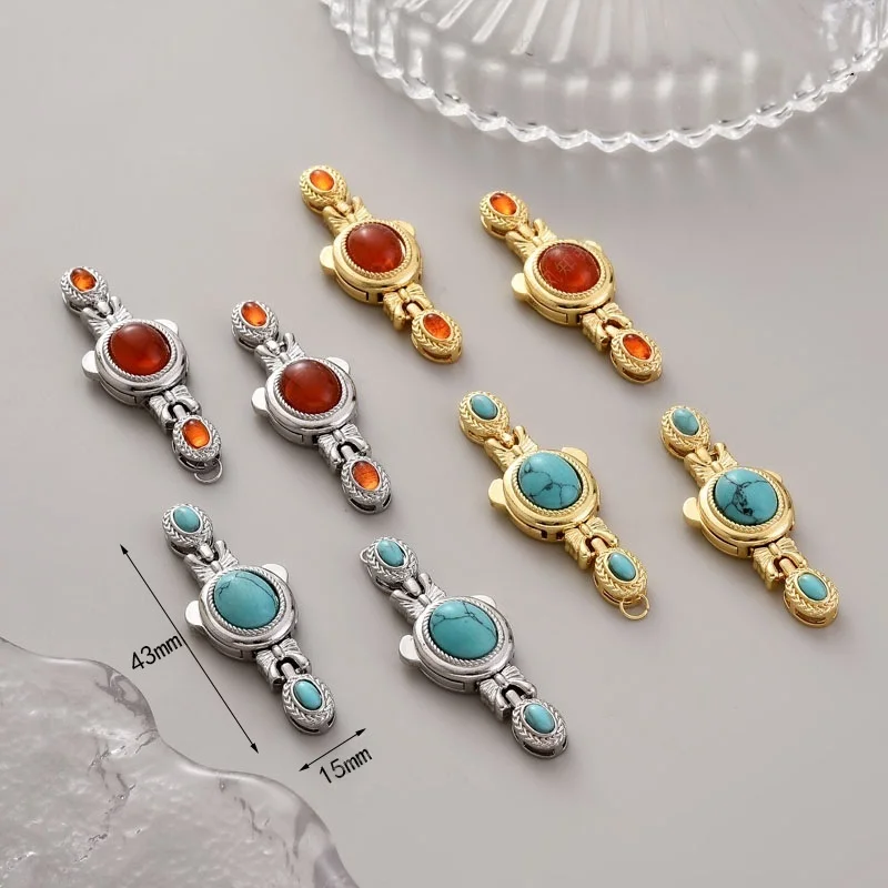 1pcs Pearl Necklace Bracelet Connector Buckle Vintage Natural Stone Handmade Press Buckle DIY Jewelry Accessories Wholesale