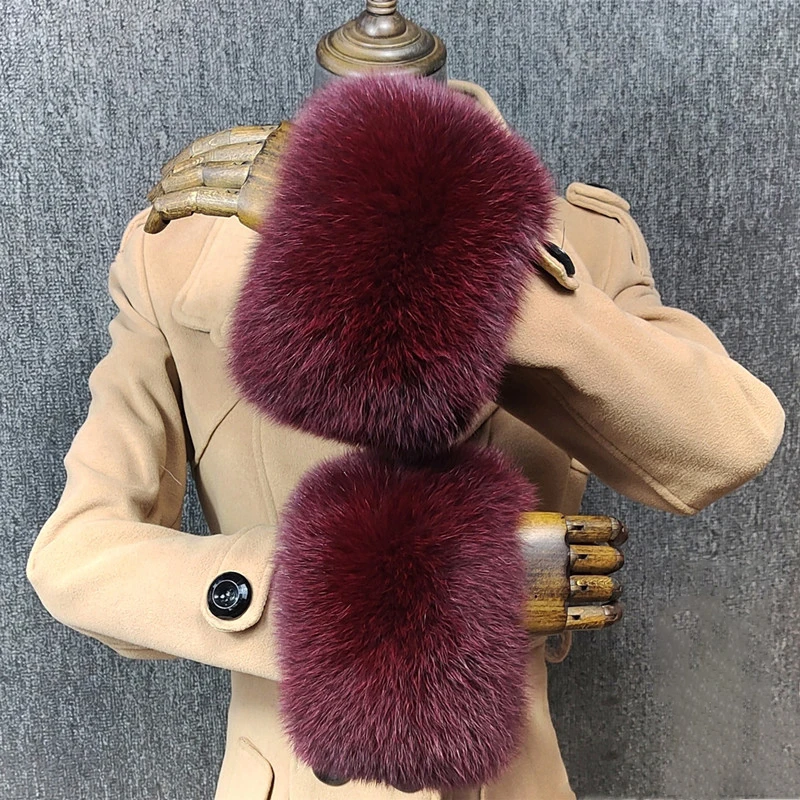 Fuchspelz-Manschetten für Frauen, flauschiges Fell-Armband, Armwärme, Zubehör, Armwärmer, Wintermantel, Daunenmantel, Handschuhe, dicke Armmanschette