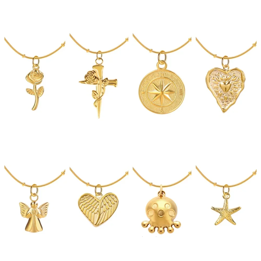 Advanced Stainless Steel Choker Women Pendant Necklace Creative and Personalized Flower Pendants Women's Jewelry Gift One Piece