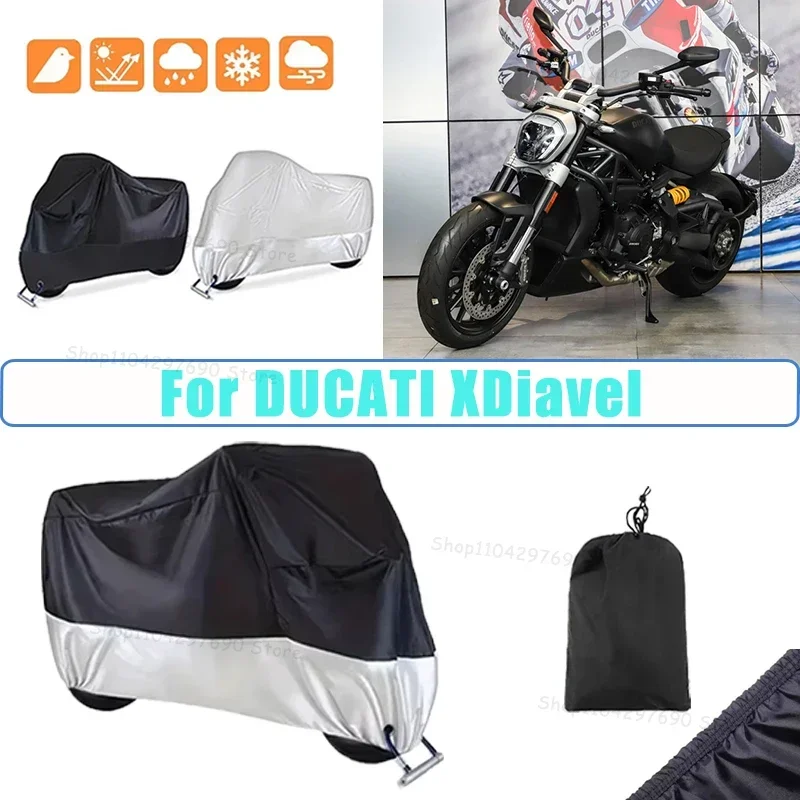 210D Oxford Motorcycle Cover Waterproof All Season UV Protection For DUCATI XDiavel Anti-Tear Windproof Motorbike Cover
