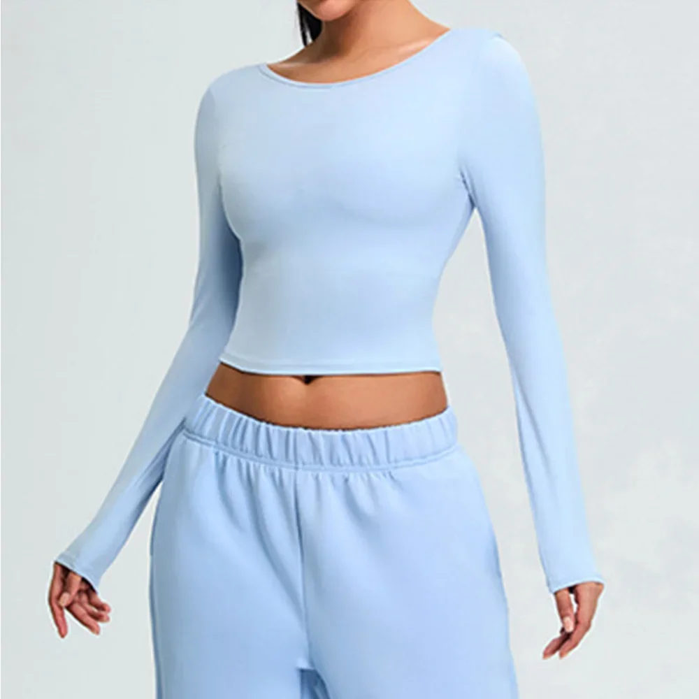 قمصان اليوغا عارية الذراعين المحاصيل الأعلى النساء قمصان طويلة الأكمام النساء اليوغا الرياضة اللياقة البدنية طويلة الأكمام الصالة الرياضية الملابس تشغيل تجريب القمم