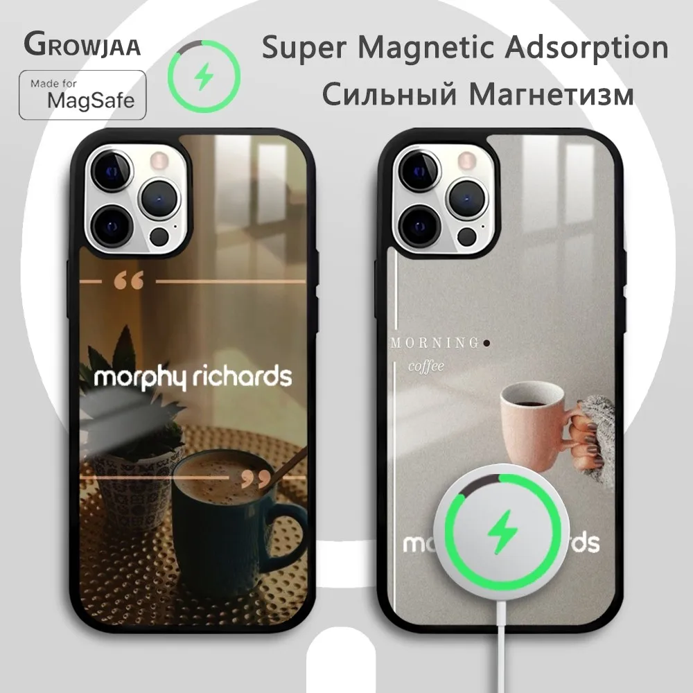 M-Morphy-Richardes Coffee Phone Case For iPhone 16 15 14 13 12 11 Pro Max Plus Mini New Magsafe Mirror Wireless Magnetic Funda