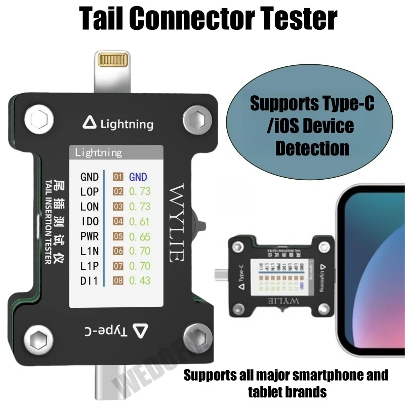 

Детектор хвостовой вилки Wylie с разъемом Type-C iOS для ремонта iPhone iPad Huawei Xiaomi