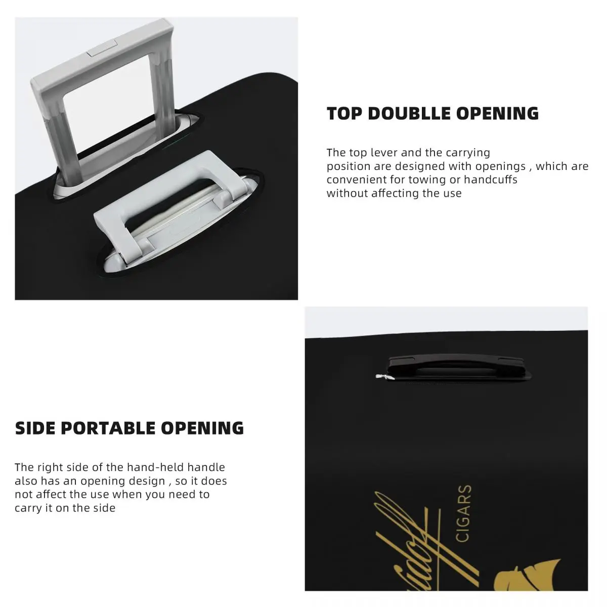 غطاء حقيبة Davidoff Cigars باللون الأسود للحماية من أغطية حماية مرنة لأمتعة السفر مقاس 18-32 بوصة