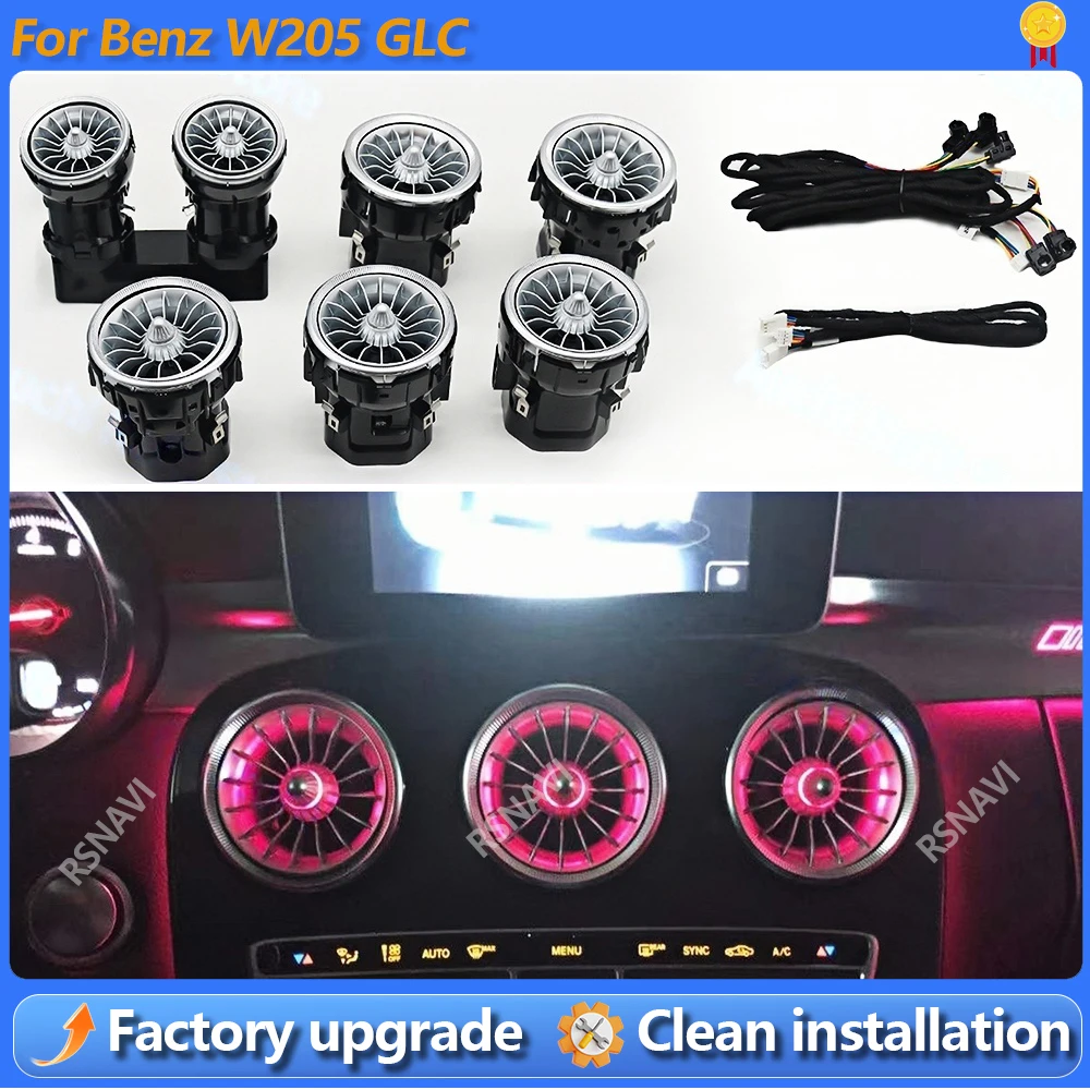 

3/12/64-цветная светодиодная подсветка воздуховодов кондиционера для Mercedes Benz W205 X253 C-Class GLC AMG C43 C63, комплект для модификации выхлопных насадок