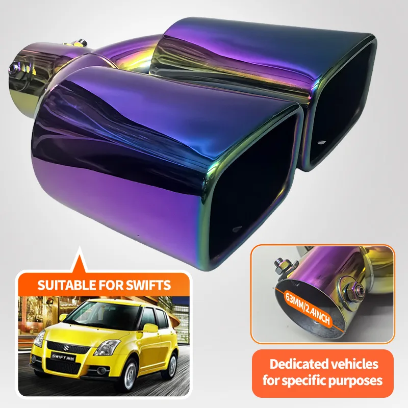 

5.3-5.8CM modified square mouth double outlet tailpipe stainless steel exhaust pipe car decorative tailpipe