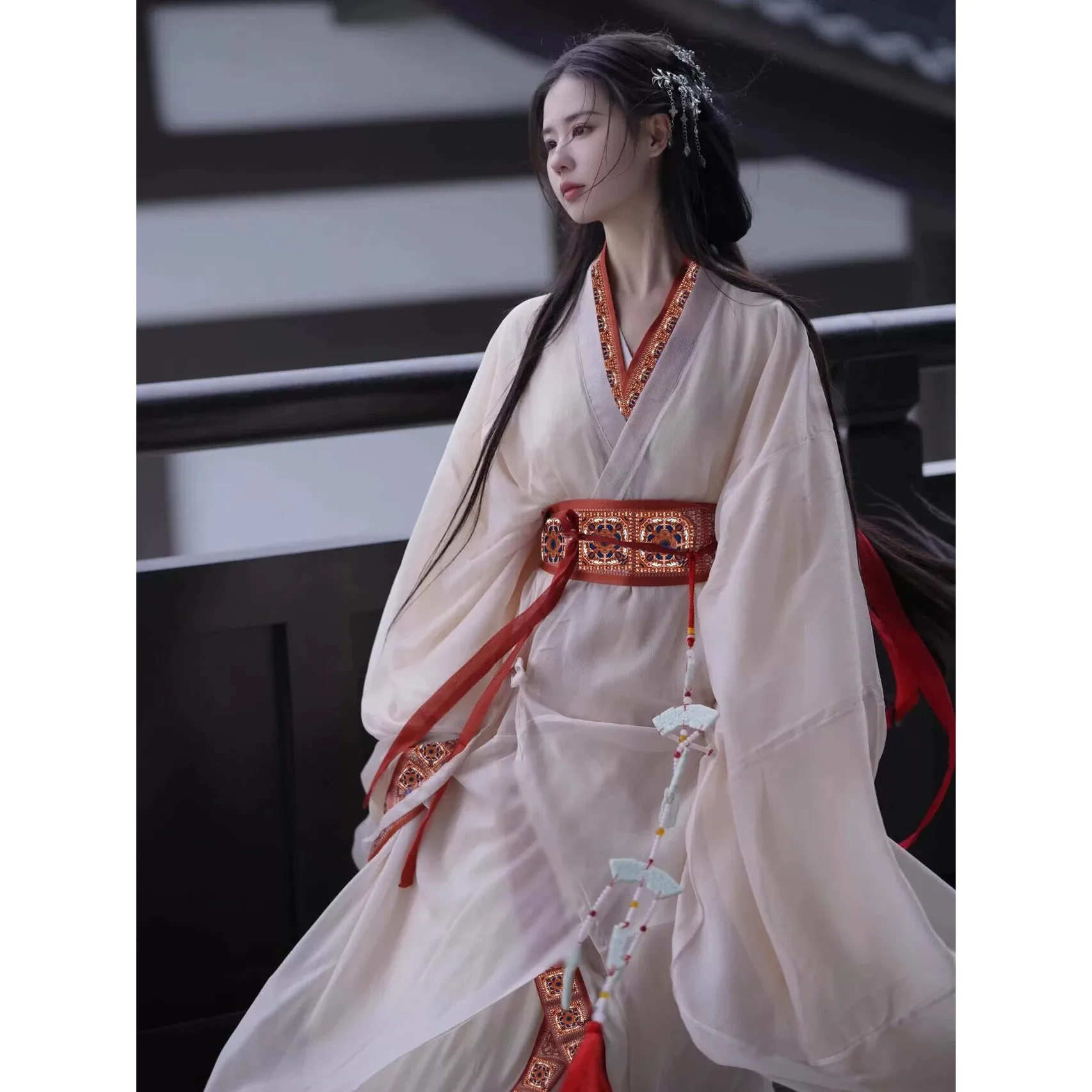 

Stunning Adult Warring States Robe Hanfu Women's Straight Hem Long Sleeve Ancient Costume New 2026 Spring Collection