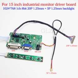 Per 15 pollici G150XNE-L01 L02 L03 1024x768 1ch 8bit 20pin 1.25mm cavo LVDS DVI HDMI VGA LCD Display industriale Kit scheda Driver