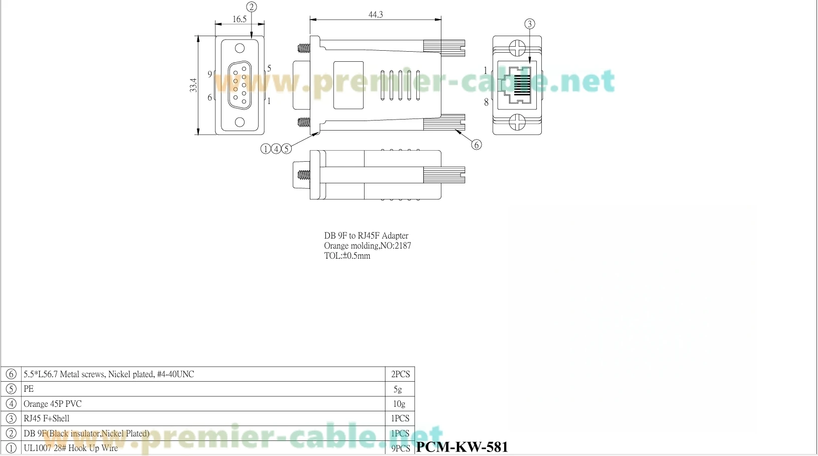 RJ45-zu-DB9-Buchse RS232-Seriell-Adapter Kompatibel mit DX9F-DTE-RJ für Konsolenzugang, POS, Rechenzentrum – Detail 1