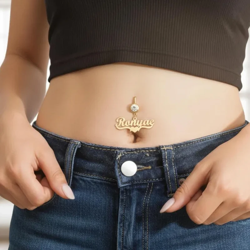 

Custom Name Navel & Bell Button Rings for Women Personalized Stainless Steel Body Jewelry Zircon Navel Nail Ring Birthday Gift