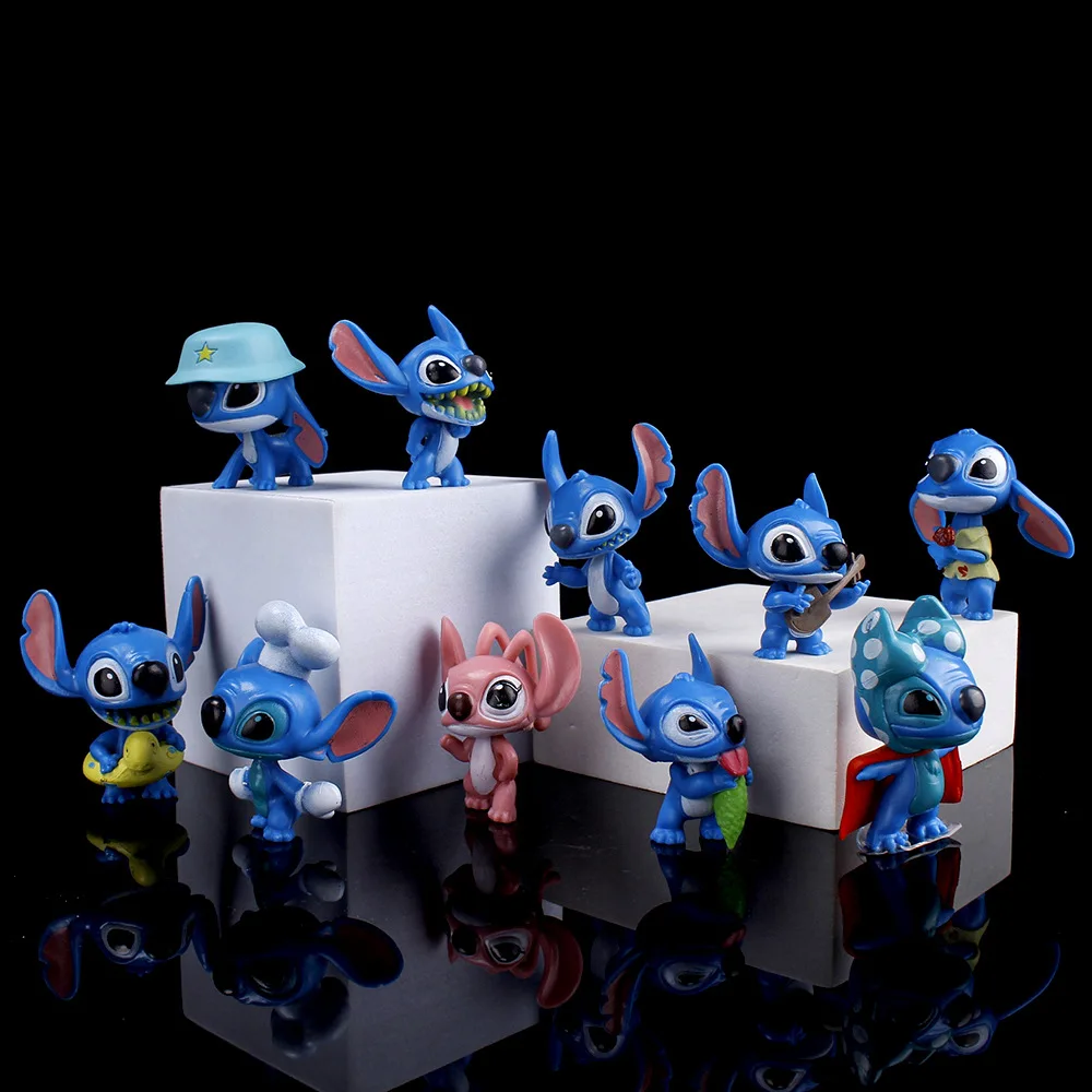 Stitch Doll Cartoon Stitch Toys ornamenti Micro Landscape Cake Decoration Figure Kid Birthday Gift Action Figures Anime Ten Pcs