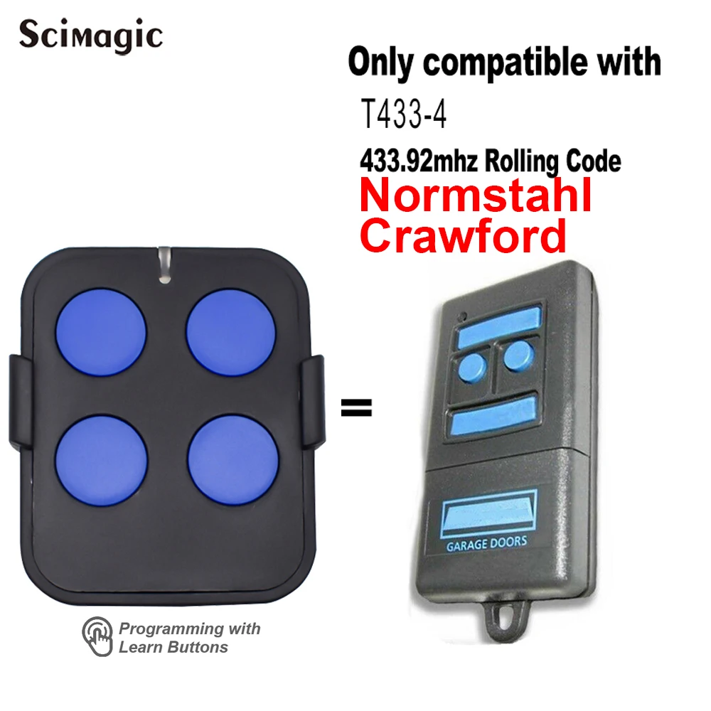 NORMSTAHL T433-4 Crawford Garage Door Remote Control for Normstahl EA433 4KS 433 EA433-K EA433-KM RCU433-K 433.92mhz Transmitter