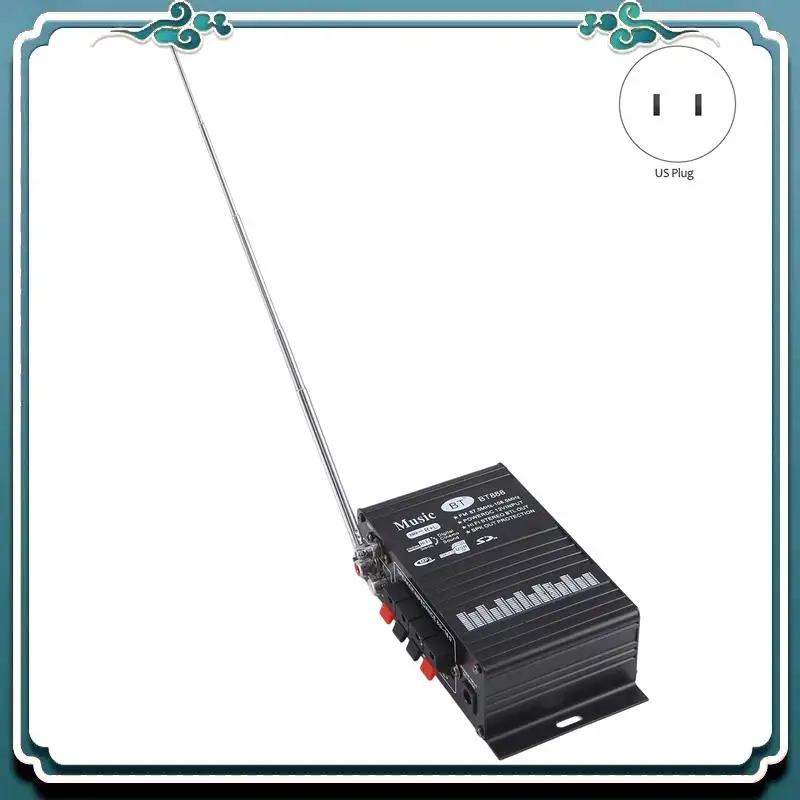 BT-888 5.0 Bluetooth Amplifier Mini Bluetooth Multifunction Amplifier With US Plug 1 Set