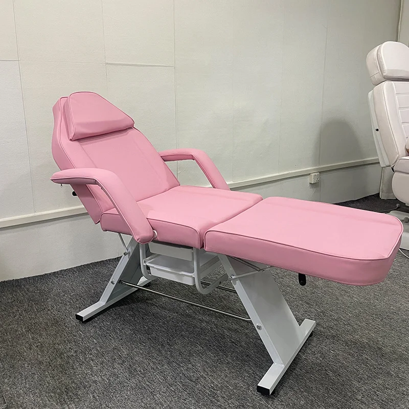 Pink Reinforced Base Portable Adjustable Spa Salon EyeLash Tattoo Facial Folding Flat Lying Beauty Lash Work Bed