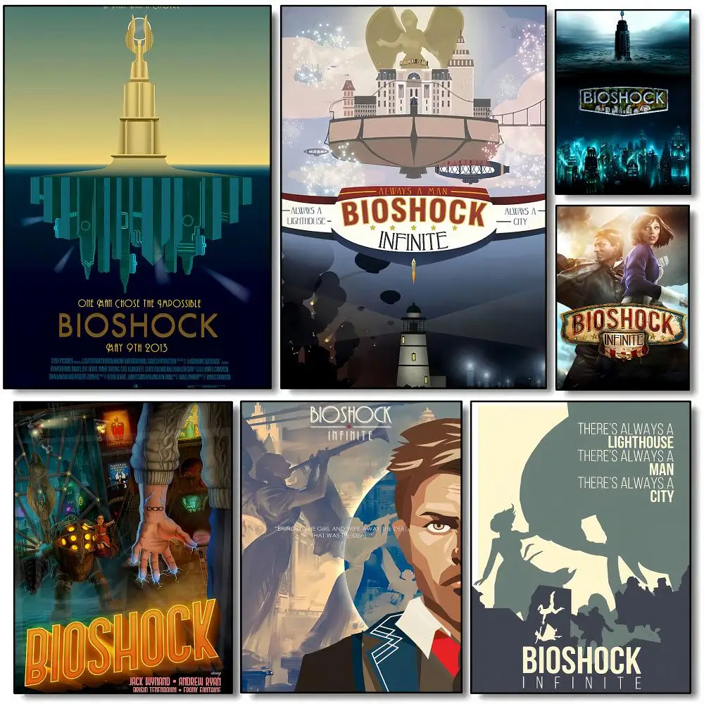 Game B-BioShock I-Infinite Poster HD Wall Art Aesthetic Home Decor for Living Room Bedroom Café Office Stylish Gift