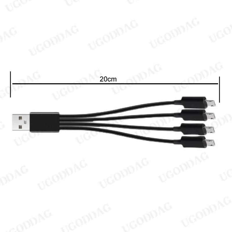 Cable divisor de 5V/2A USB 2,0 a Micro USB, 4 puertos, Cable de carga rápida para teléfono Android, Banco de energía, batería AA AAA