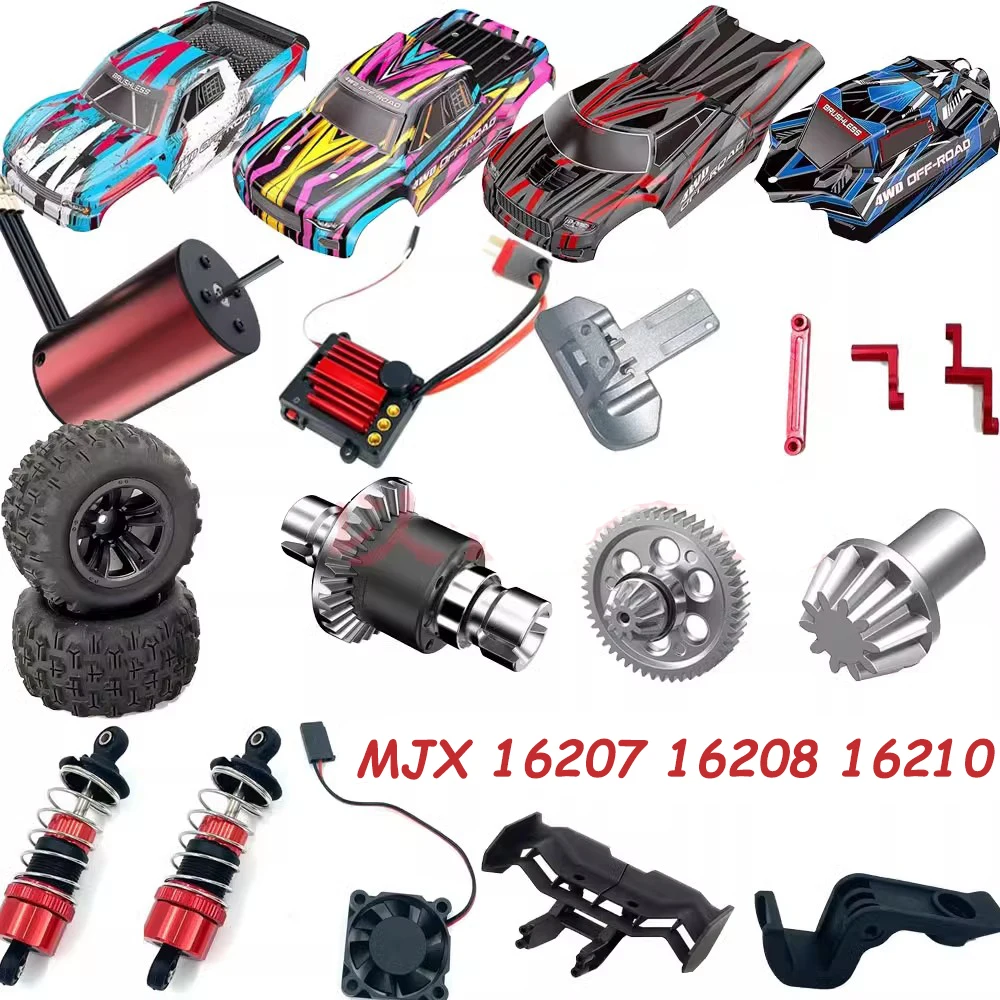 

Аксессуары для радиоуправляемых машин MJX 16207, 16208, 16210: модернизированные металлические рычаги подвески, корпус двигателя, шины, приемник, пульт дистанционного управления, регулятор скорости (ESC)