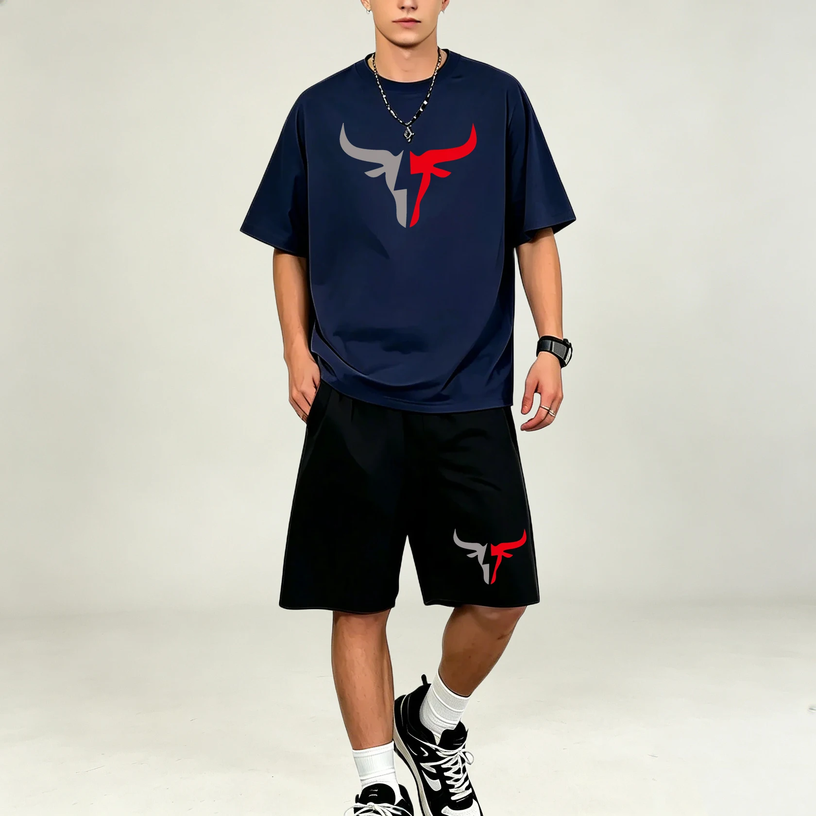 Men T-Shirts Sets Quick Dry Lightweight Two Piece Suit Top Drawstring Sports Shorts Sweat Resistant Breathable Daily Workout Set