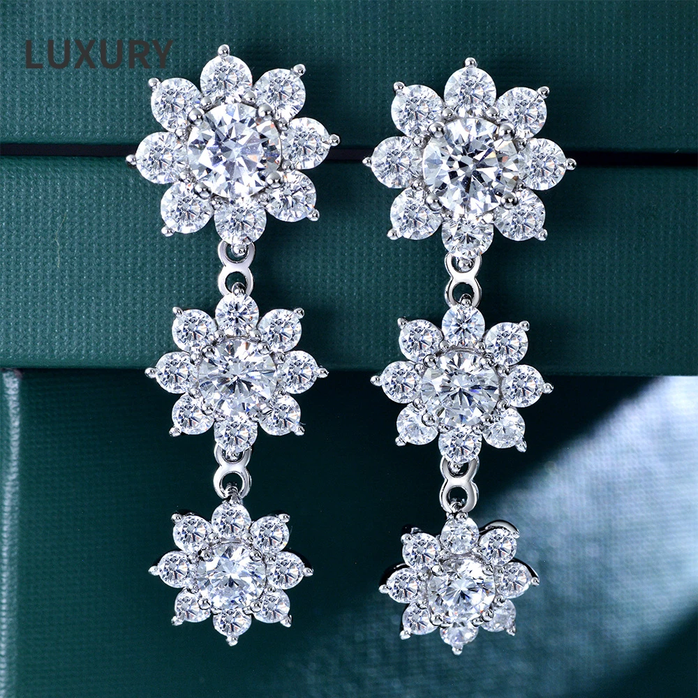 

Luxury 100%S925 Sterling Silver 5.5*5.5mm High Carbon Diamond Flower Stud Earrings Sparkling Party Fine Jewelry Gifts Wholesale