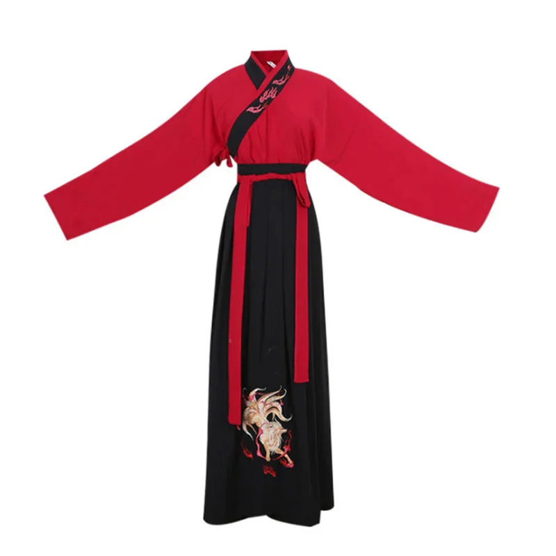Large size 5XL ancient Chinese Hanfu men Halloween cosplay costume party dress Hanfu Black & Red outfit for men plus size 4XL