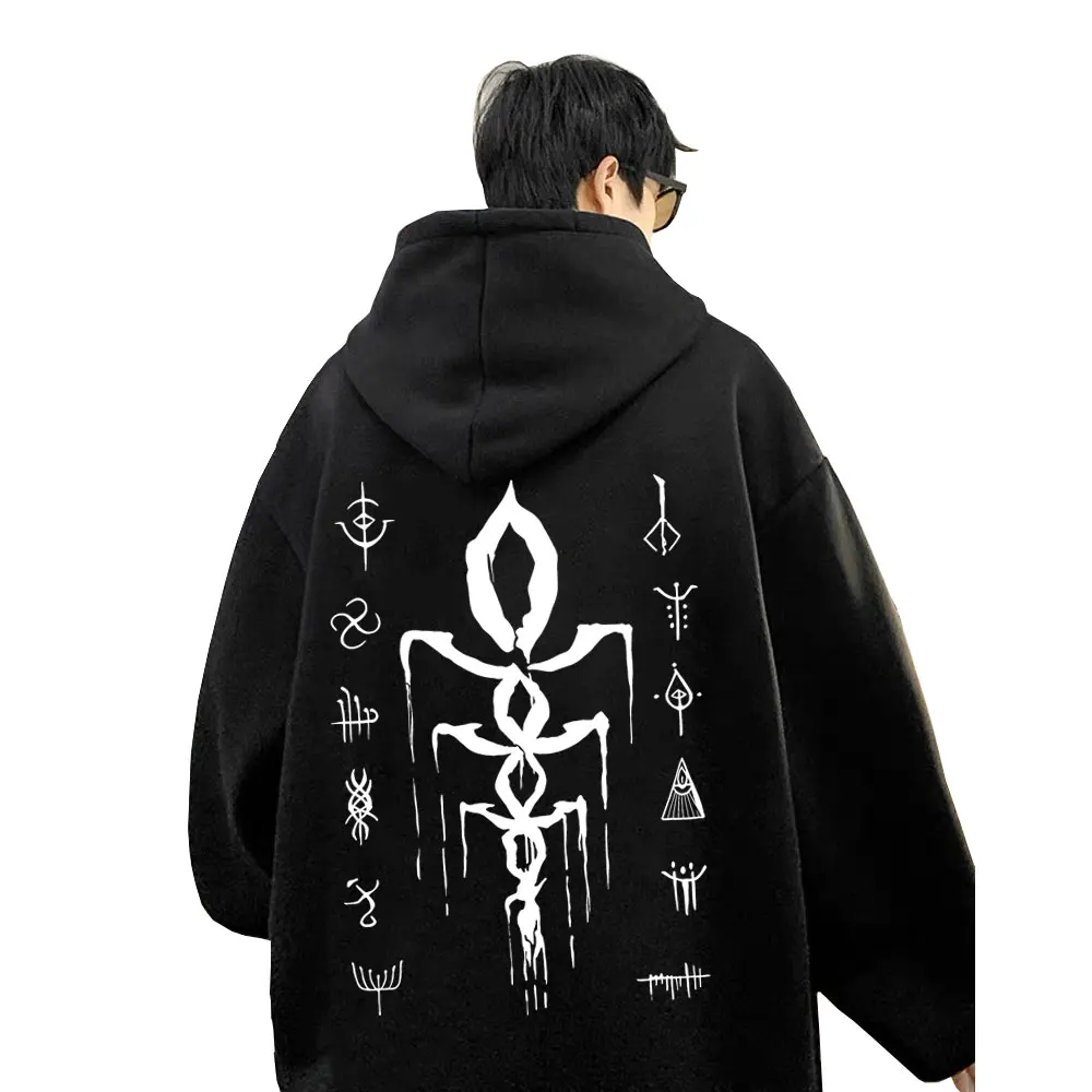 

Vintage Game Bloodborne Logo Print Hoodie Horror Hunter Merch Sweatshirt Men Women Casual Oversized Cosplay Pullovers Hoodies