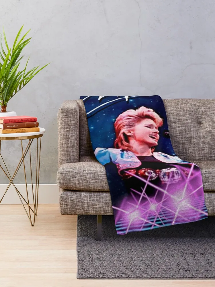 Olivia Newton-John - Brilliant in Blue - 1980s - Music Designed by PopRetroDisco Throw Blanket Hair Winter beds Blankets