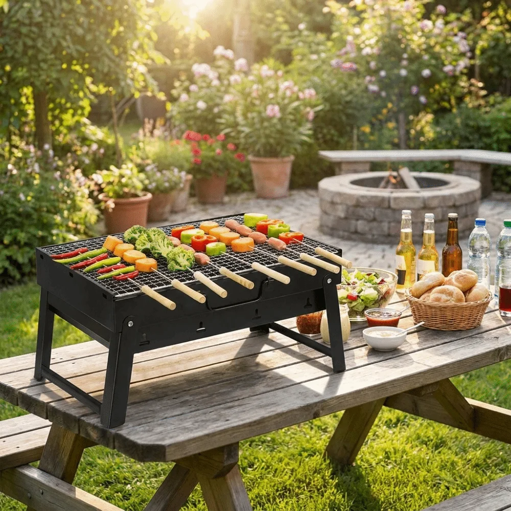 Camping Cooking Easy - Griglia BBQ Portatile Rinforzata, Salvaspazio, Facile